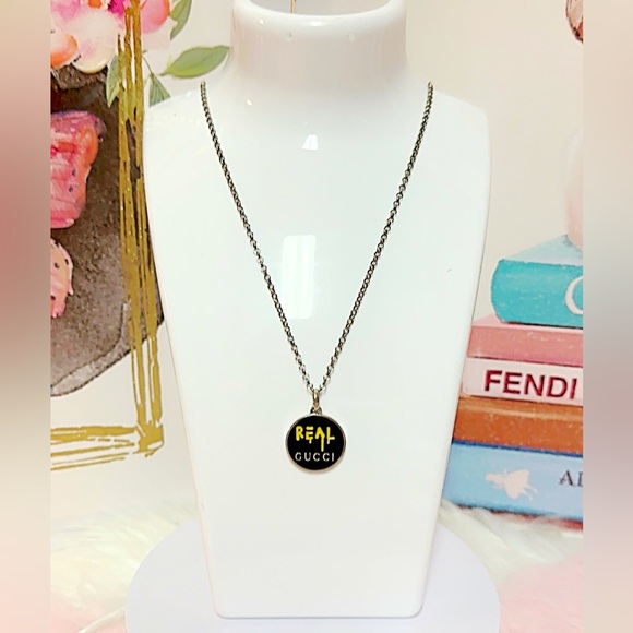 Gucci Ghost Real Round Plate Silver 925 Pendant Necklace - Picture 1 of 15